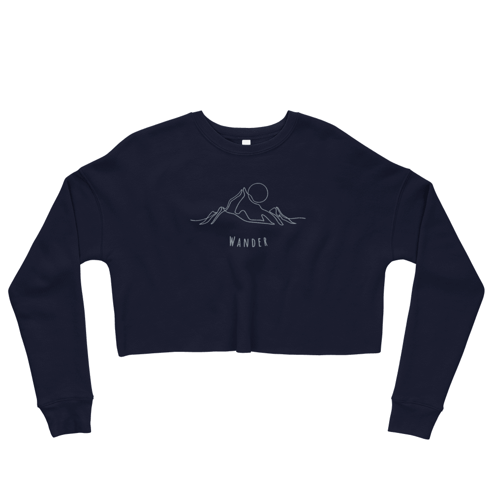 Mountain Wanderer Cropped Sweatshirt - Navy - Wander Trails