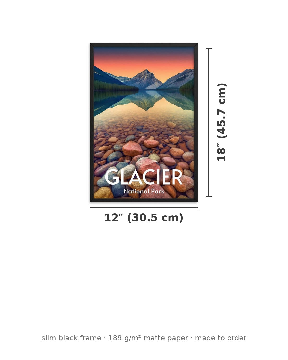 Zion framed poster 12x18 size scale shown against a sofa
