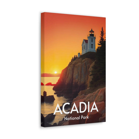 Acadia National Park Canvas, lighthouse at sunset