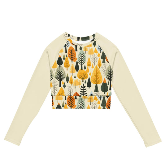 Autumn Trees Recycled long-sleeve crop top - Wander Trails