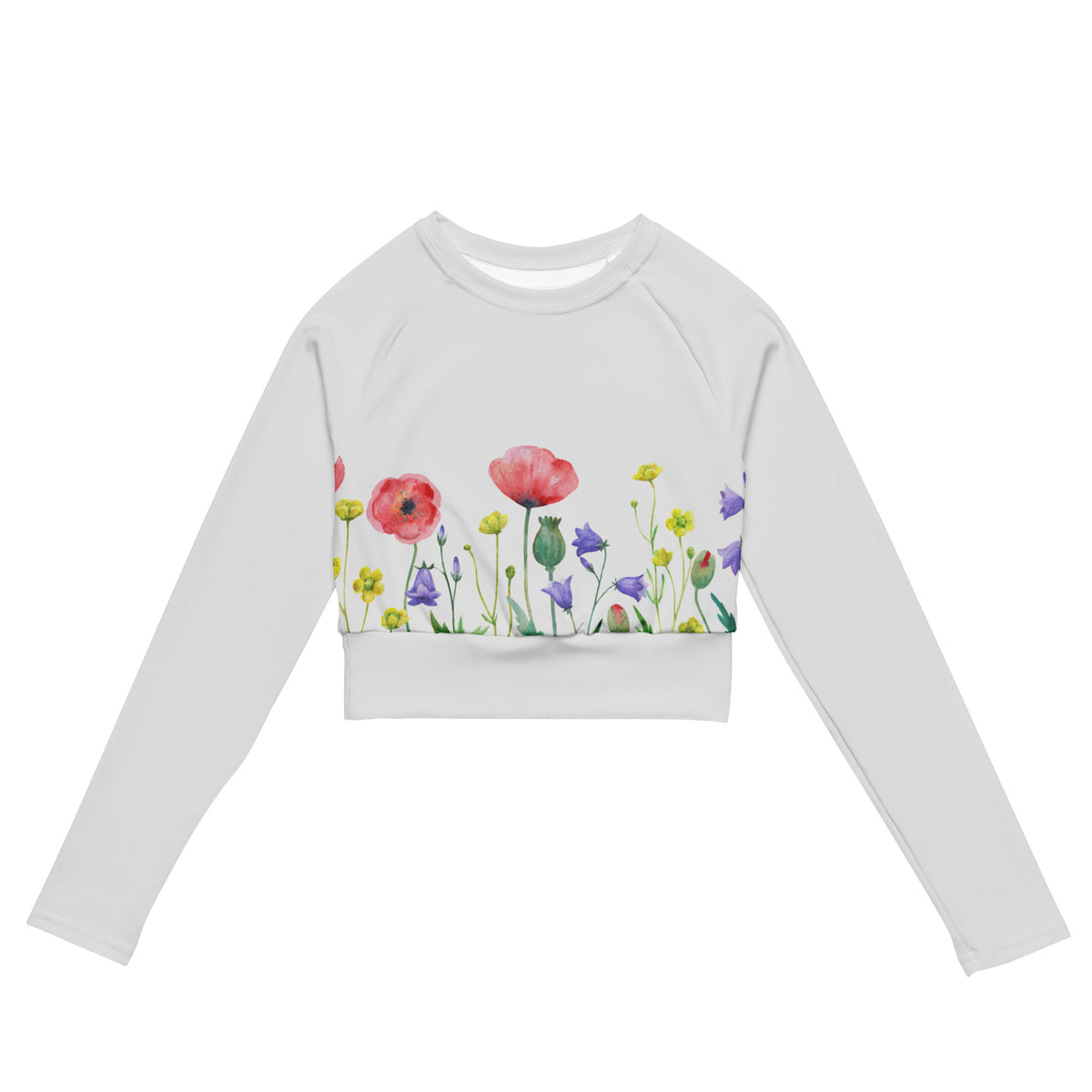 Blissful Blossoms Floral Long Sleeve Crop Top