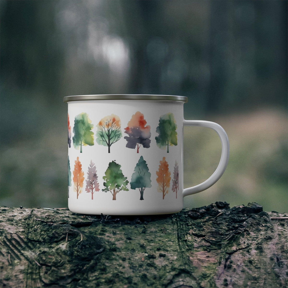 Fall Trees Watercolor Camping Mug