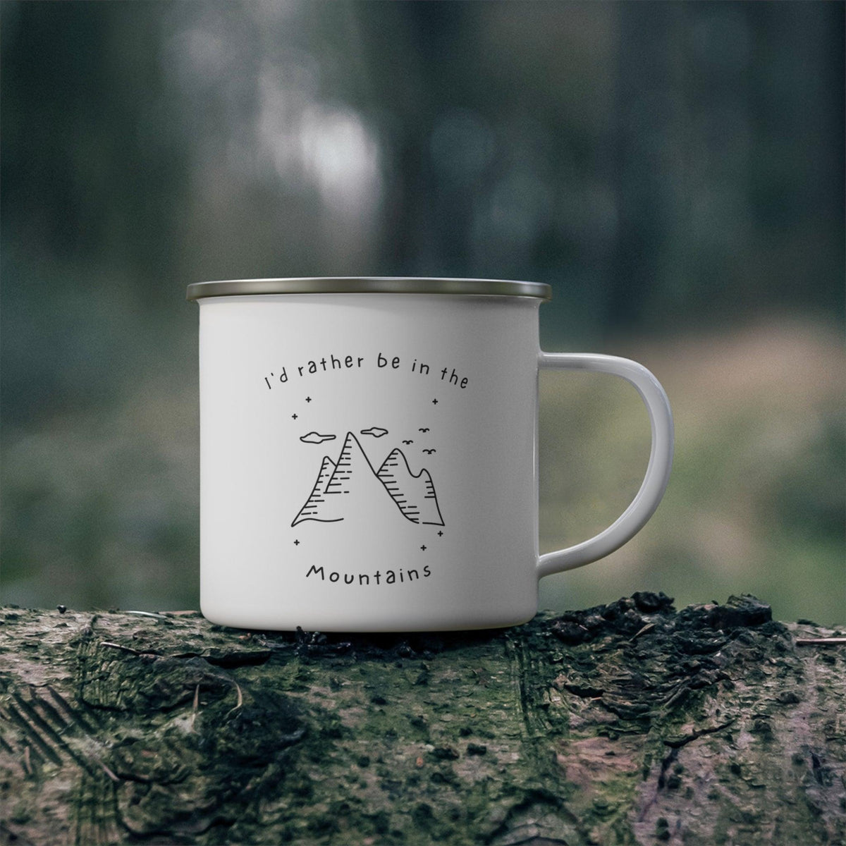 Id Rather Be Mountains Enamel Camping Mug