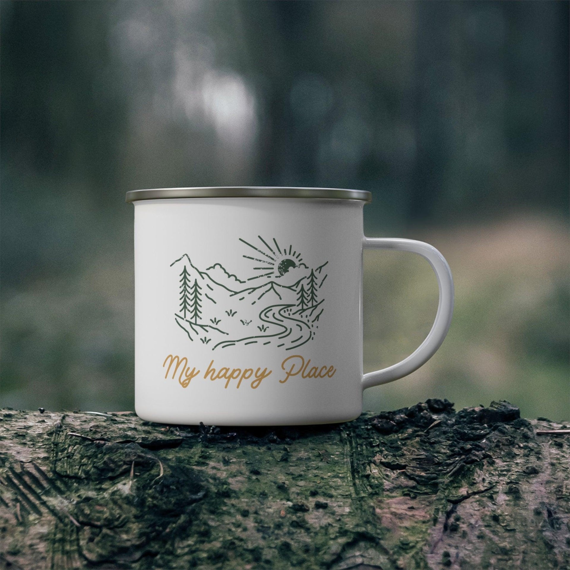 My Happy Place Enamel Camping Mug