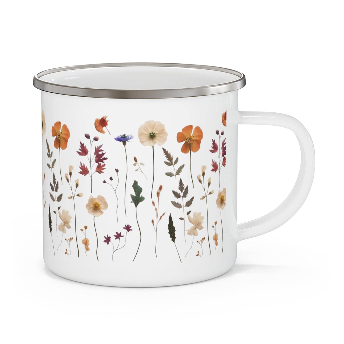 Pressed Wildflowers Enamel Camping Mug