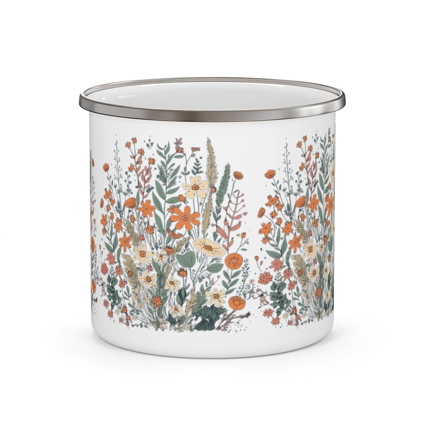 Retro Wildflowers Enamel Camping Mug - Wander Trails